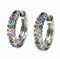 Multicolor Paved 14K White Gold Plated Cubic Zirconia Women Huggie Hoop Earrings